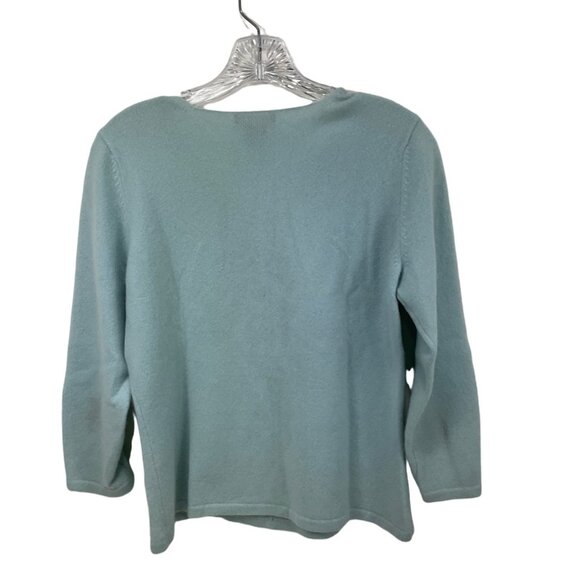 Kenar Medium Green Cashmere  V-neck Blue Long Sleeve Cashmere Sweater 10d - Picture 6 of 9